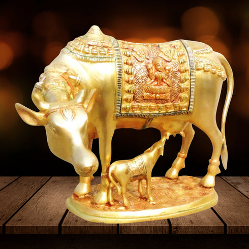 Brass Cow With Calf Statue 7.52kg